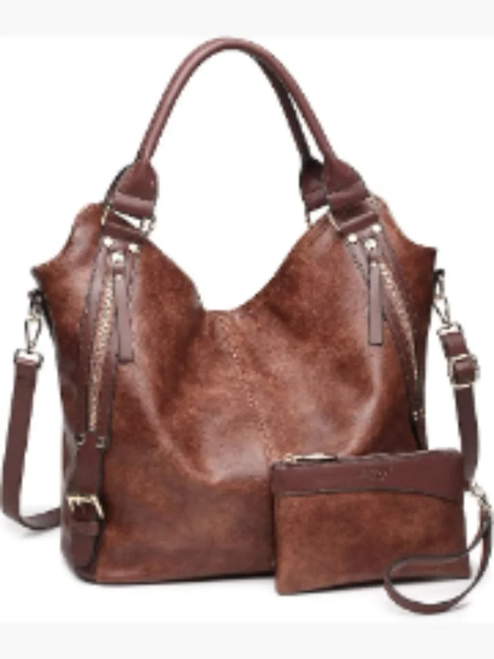 PU Leather Hobo Tote Bag with Adjustable Shoulder Strap